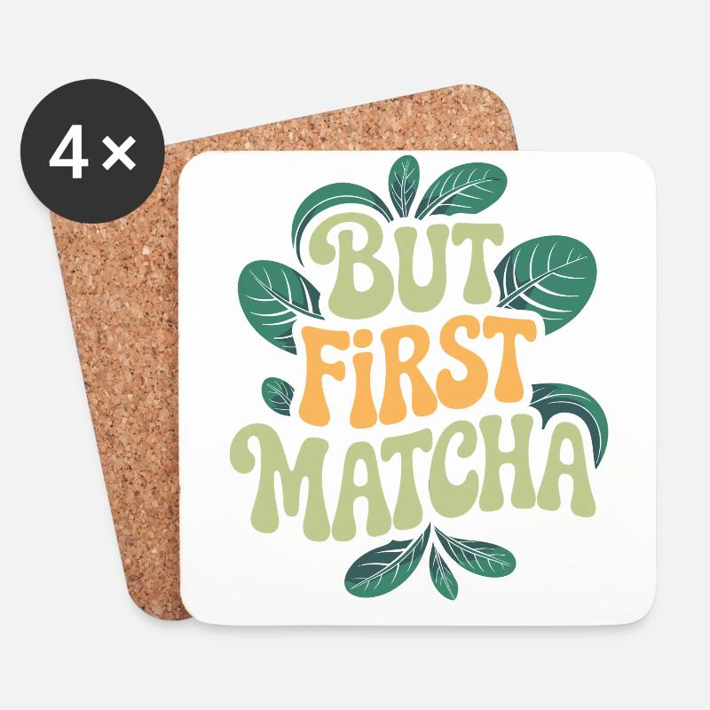 But First Matcha - Untersetzer (4er-Set) - Weiß