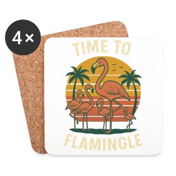 Flamingo Vacation Summer Beach Retro Design - Coasters (set of 4) - white - Front