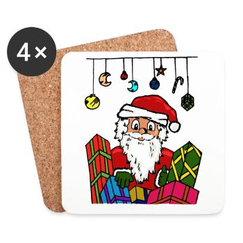 Chemise cadeau Père Noël Nicolas - Dessous de verre (lot de 4) - blanc - Devant