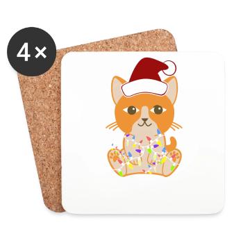 Weihnachten Katze Bengalkatze Siamkatze Geschenk - Untersetzer (4er-Set) - Weiß - Vorne