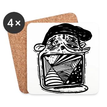 abstraktes gesicht kunst geschenk shirt - Untersetzer (4er-Set) - Weiß - Vorne