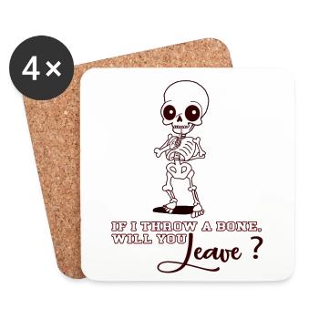 If I Throw a Bone Tshirt Hingucker 💀 Geschenkidee - Untersetzer (4er-Set) - Weiß - Vorne