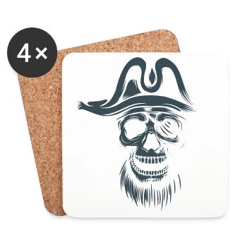 Skull Creepy Gift Shirt - Coasters (set of 4) - white - Front