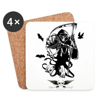 tod tot sensenmann friedhof halloween shirt - Untersetzer (4er-Set) - Weiß - Vorne