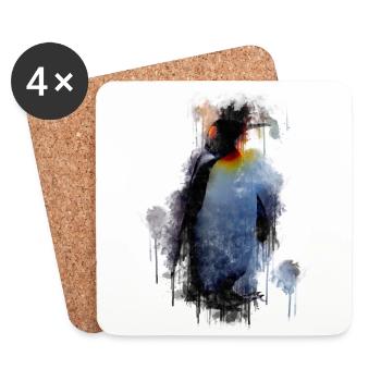 Pinguin eisvogel geschenk shirt - Untersetzer (4er-Set) - Weiß - Vorne