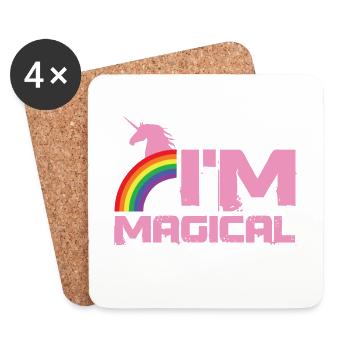 I am magical unicorn rainbow gift - Coasters (set of 4) - white - Front