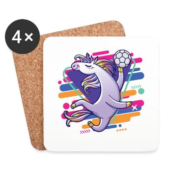 lustiger cooler handballspielende einhorn - Untersetzer (4er-Set) - Weiß - Vorne