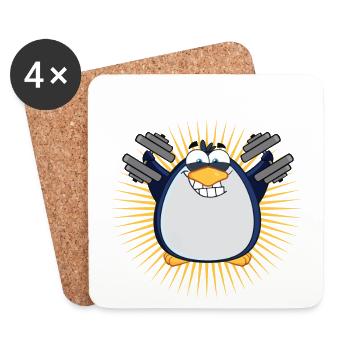 cool funny gym penguin - Coasters (set of 4) - white - Front