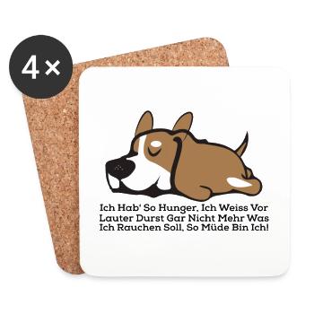Lustige Sprüche Hunde Geschenk Shirt - Untersetzer (4er-Set) - Weiß - Vorne