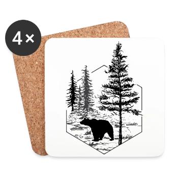 Bear in nature - Coasters (set of 4) - white - Front