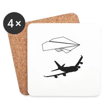 Paper plane with shadow. Gift for pilot - Coasters (set of 4) - white - Front
