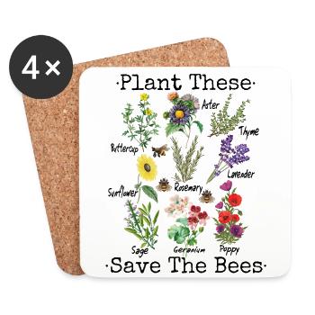 Rettet die Bienen Shirt Plant These Save The Bees - Untersetzer (4er-Set) - Weiß - Vorne