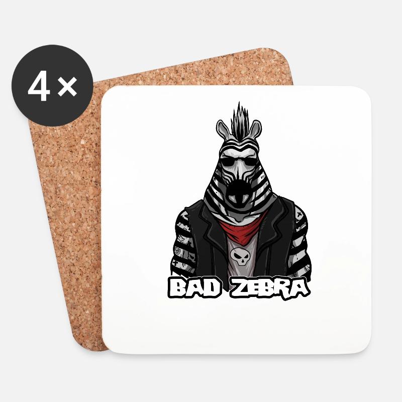 Zebra Punk Motorradfahrer - Untersetzer (4er-Set) - Weiß