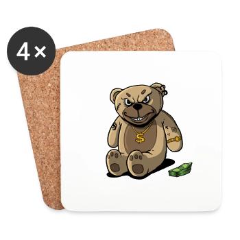 Teddy Stuffed Animal Rich Teddy Bear Wealthy - Coasters (set of 4) - white - Front