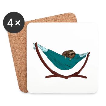 Paresseux dans hamac Idée cadeau pour les enfants - Dessous de verre (lot de 4) - blanc - Devant
