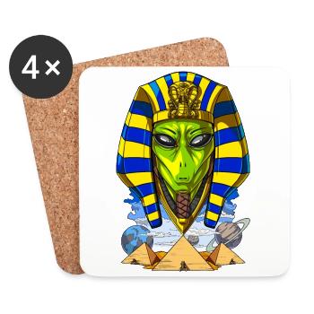 Alien Egypte Pharaon Toutankhamon Ancien Anunnaki - Dessous de verre (lot de 4) - blanc - Devant