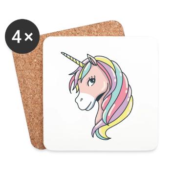 joli cadeau de licorne coloré et féerique - Dessous de verre (lot de 4) - blanc - Devant