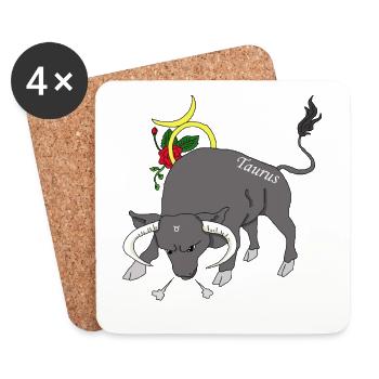 Sternzeichen Stier Geschenk Shirt - Untersetzer (4er-Set) - Weiß - Vorne