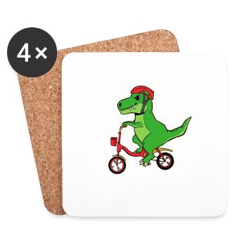 Dino bike gift shirt - Coasters (set of 4) - white - Front