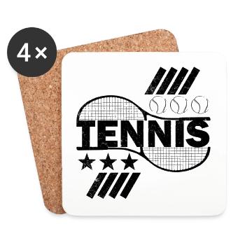 Tennis Schriftzug Tennisschläger Motiv Geschenk - Untersetzer (4er-Set) - Weiß - Vorne