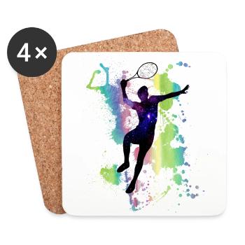 Tennis Spieler Illustration Art Stil Geschenkidee - Untersetzer (4er-Set) - Weiß - Vorne