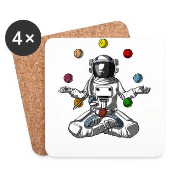 Space Astronaut Zen Yoga Meditation Cosmic Planet - Coasters (set of 4) - white - Front