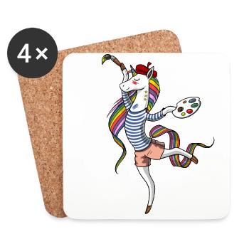 Unicorn Painter Artist Art Student Painting - Coasters (set of 4) - white - Front