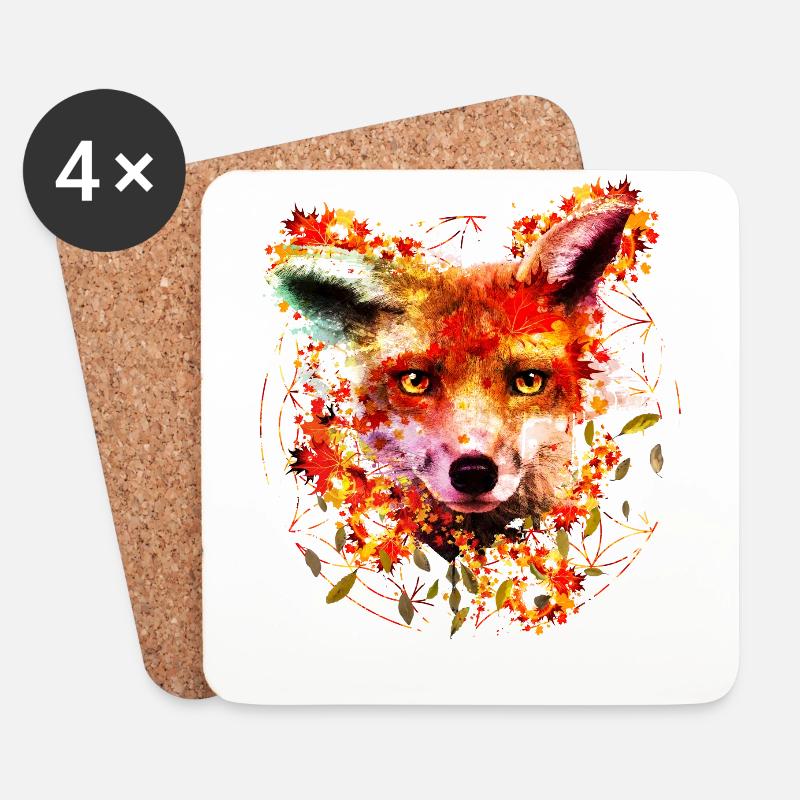 Aquarell Fuchs - Untersetzer (4er-Set) - Weiß