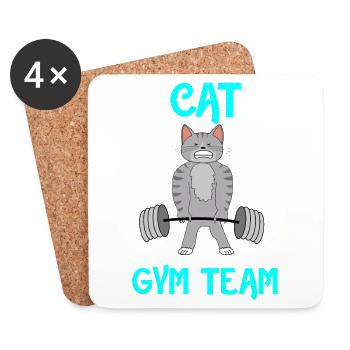 katzen fitness gym Geschenk Tshirt - Untersetzer (4er-Set) - Weiß - Vorne