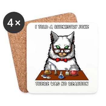 Chat Chimie Professeur Blague Pas De Réaction Blague Drôle - Dessous de verre (lot de 4) - blanc - Devant