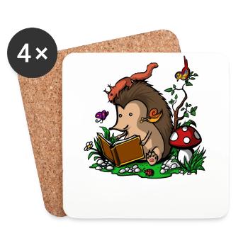 Livre de lecture fantastique de hérisson avec des animaux - Dessous de verre (lot de 4) - blanc - Devant