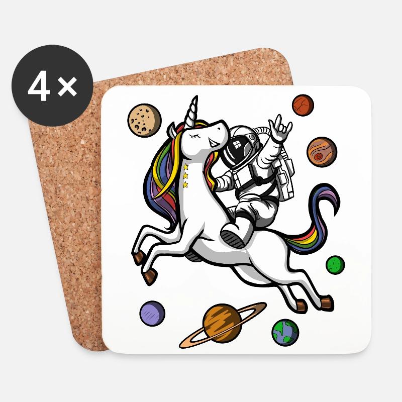Weltraumastronaut, der magisches Einhorn reitet - Untersetzer (4er-Set) - Weiß