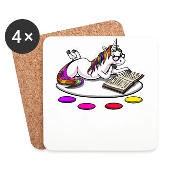 Magical Unicorn Book Reading Nerd - Coasters (set of 4) - white - Front