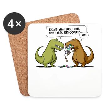 T-Rex Dinosaurier-Typ haben Sie das letzte Einhorn gegessen - Untersetzer (4er-Set) - Weiß - Vorne