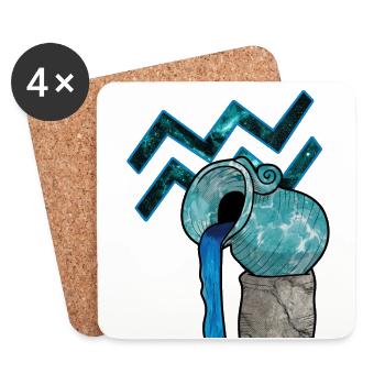 Aquarius Zodiac Sign Aquarius Gift T-Shirt - Coasters (set of 4) - white - Front