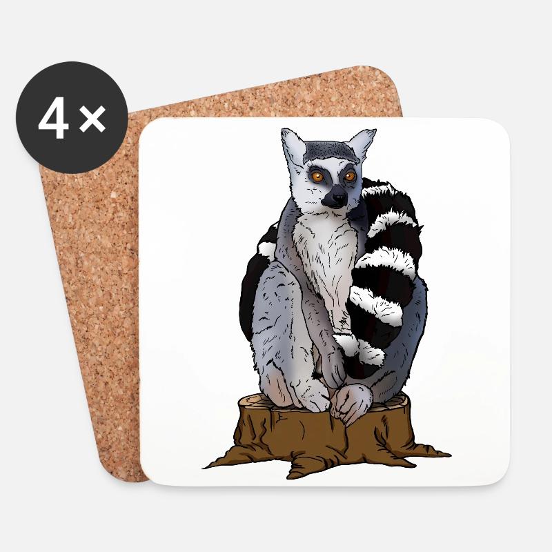 Süßer Katta Affe sitzt auf Baum Geschenk für Lemur - Untersetzer (4er-Set) - Weiß
