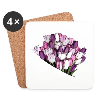 Wunderschöner Liebes Blumenstrauß für die Ewigkeit - Untersetzer (4er-Set) - Weiß - Vorne