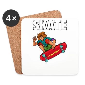 Skateboarden Skateboard Skate Skater Geschenk - Untersetzer (4er-Set) - Weiß - Vorne
