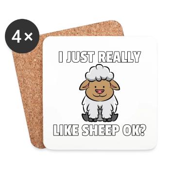 Sheep Domestic Sheep Lamb Bock Sweet Funny Gift - Coasters (set of 4) - white - Front