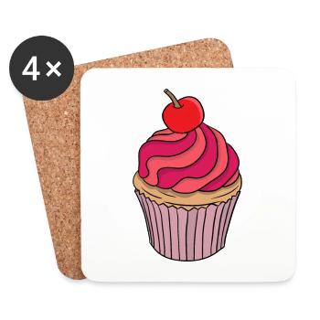 Cupcake Muffin Törtchen Keks Bäcker Süße Geschenk - Coasters (set of 4) - white - Front