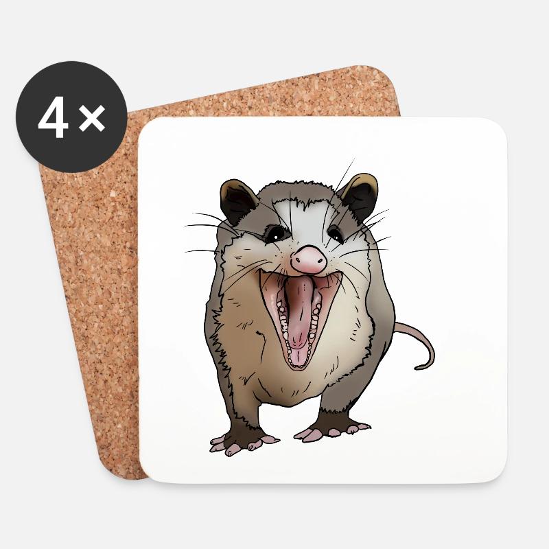 lachendes Opossum Geschenkidee für Opossum Freunde - Untersetzer (4er-Set) - Weiß