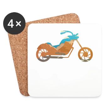 Motorcycle Krad Töff Classic Bike Fire Chair Present - Coasters (set of 4) - white - Front
