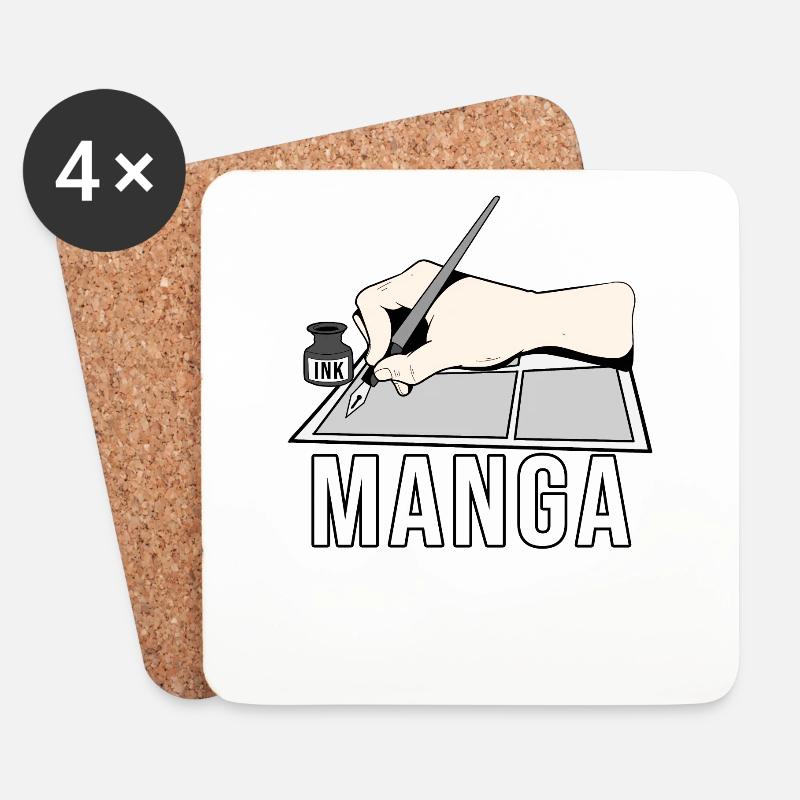Manga - Untersetzer (4er-Set) - Weiß