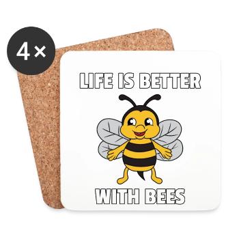 Abeille abeille miel Miel Abeilles Sauvons Cadeau - Dessous de verre (lot de 4) - blanc - Devant