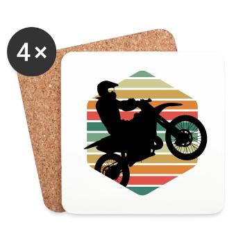 Retro Old School Motorcycle Gift T-Shirt - Coasters (set of 4) - white - Front