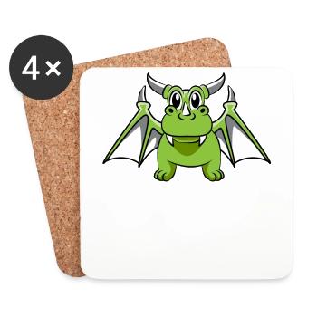 Drache Ungeheuer Drachenkopf Feuer Lustiger Süßer - Untersetzer (4er-Set) - Weiß - Vorne