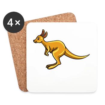 Kangourou Australie Kangourou Drôle Doux Sauvage - Dessous de verre (lot de 4) - blanc - Devant