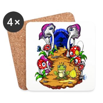 Magic Mushrooms Psychedelic Fungi Trip Forest - Coasters (set of 4) - white - Front