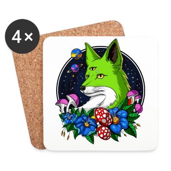 Fox Alien Space UFO Third Eye Animal - Coasters (set of 4) - white - Front