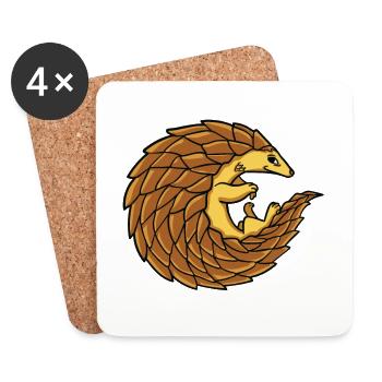 Pangolin Pangolin Récupération d'un cadeau animal rare - Dessous de verre (lot de 4) - blanc - Devant